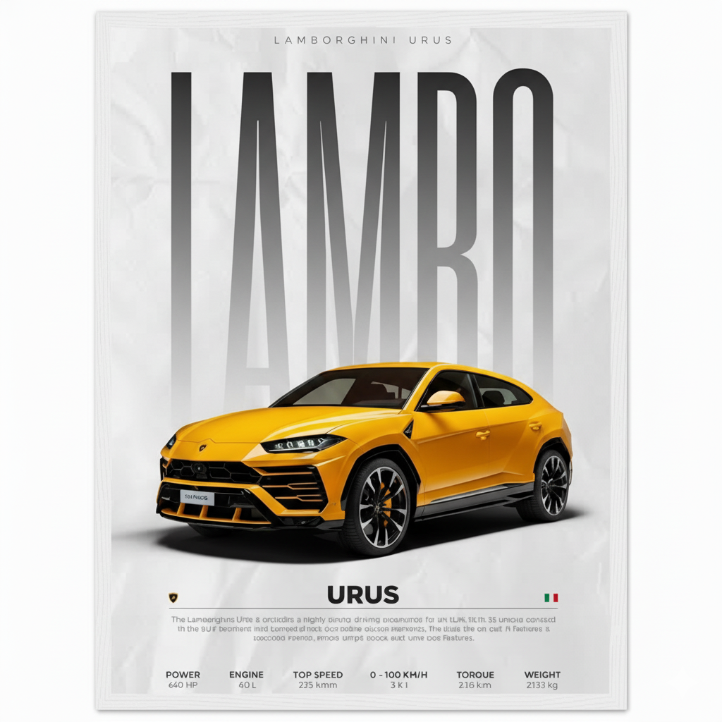 LAMBORGHINI URUS l Car Wall Poster