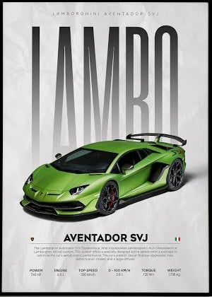LAMBO AVENTADOR SVJ l Car Wall Poster