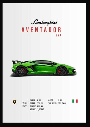 LAMBORGHINI AVENTADOR SVJ l Car Wall Poster