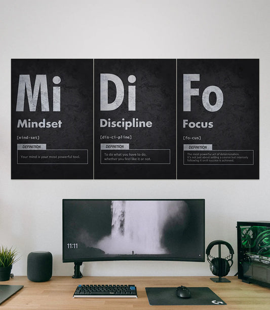 MINDSET x DISCIPLINE x FOCUS l WALL SPLIT POSTER