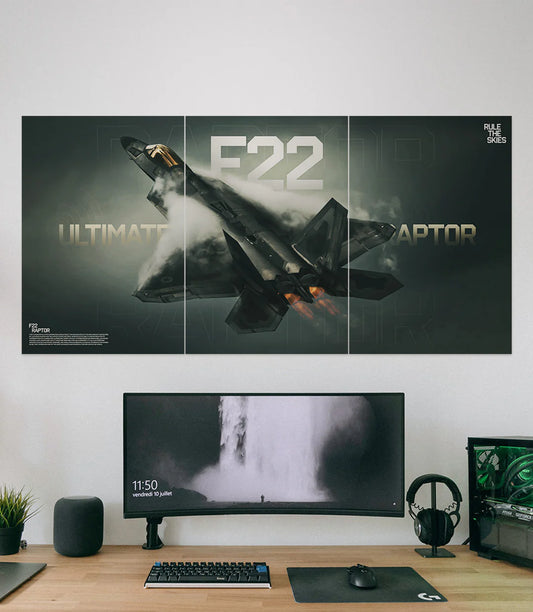 THE F22 RAPTOR l FIGHTER JET WALL SPLIT POSTER