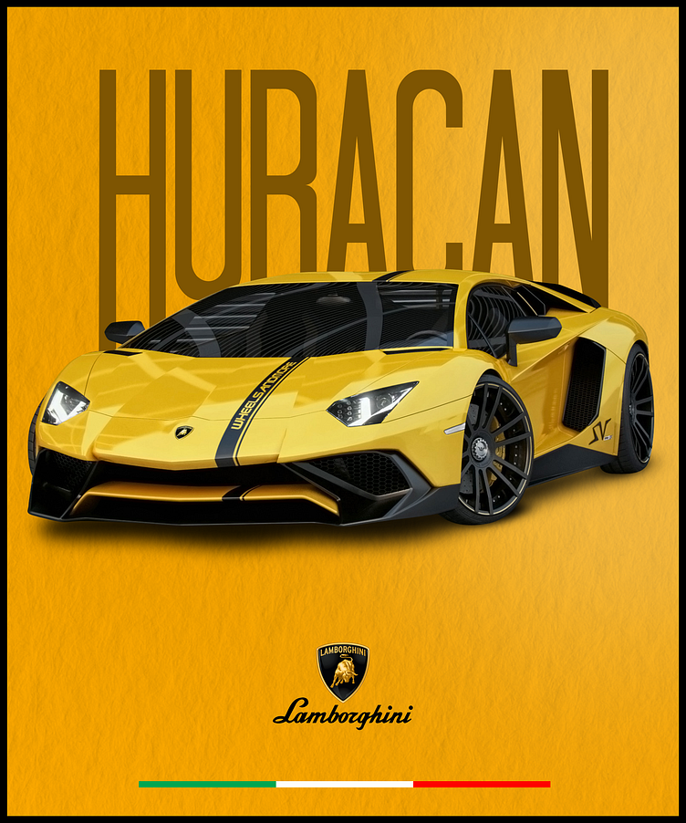 LAMBORGHINI HURACAN YELLOW l Car Wall Poster