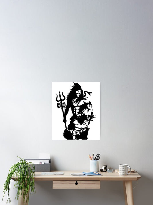 Lord Shiva Angry Trishul Devotional Wall Poster