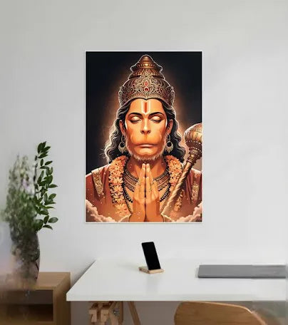 Lord Hanuman l Peaceful Devotional Wall Poster