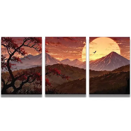 Zenithink Japanese Mountain Sunset l Aesthetic Poster
