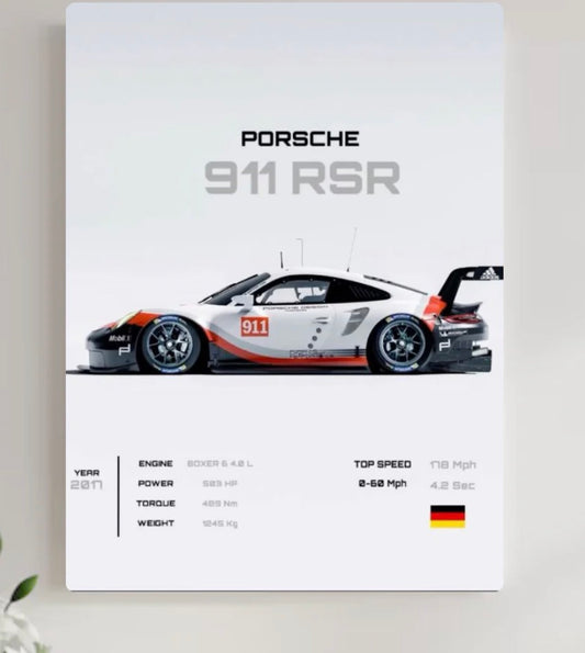 PORSCHE 911 RSR l Car Wall Poster