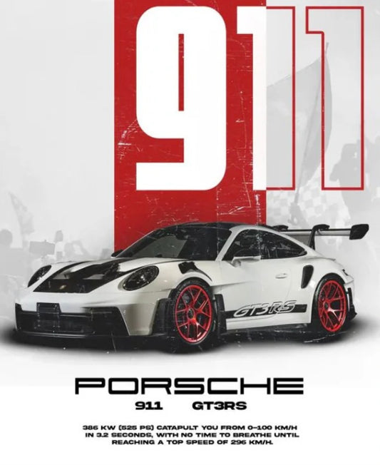 PORSCHE 911 GT3Rs l Car Wall Poster