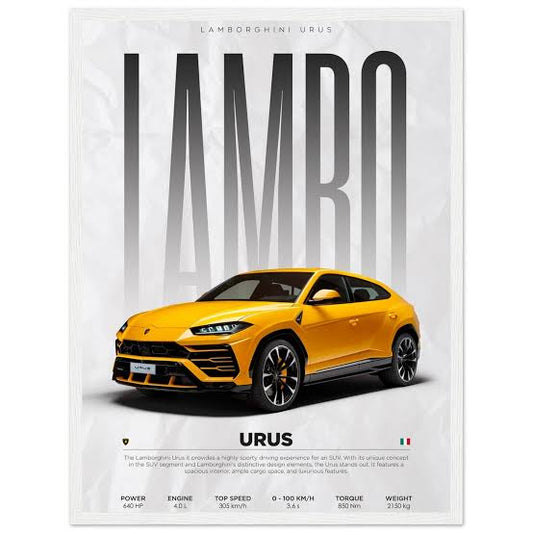 LAMBORGHINI URUS l Car Wall Poster