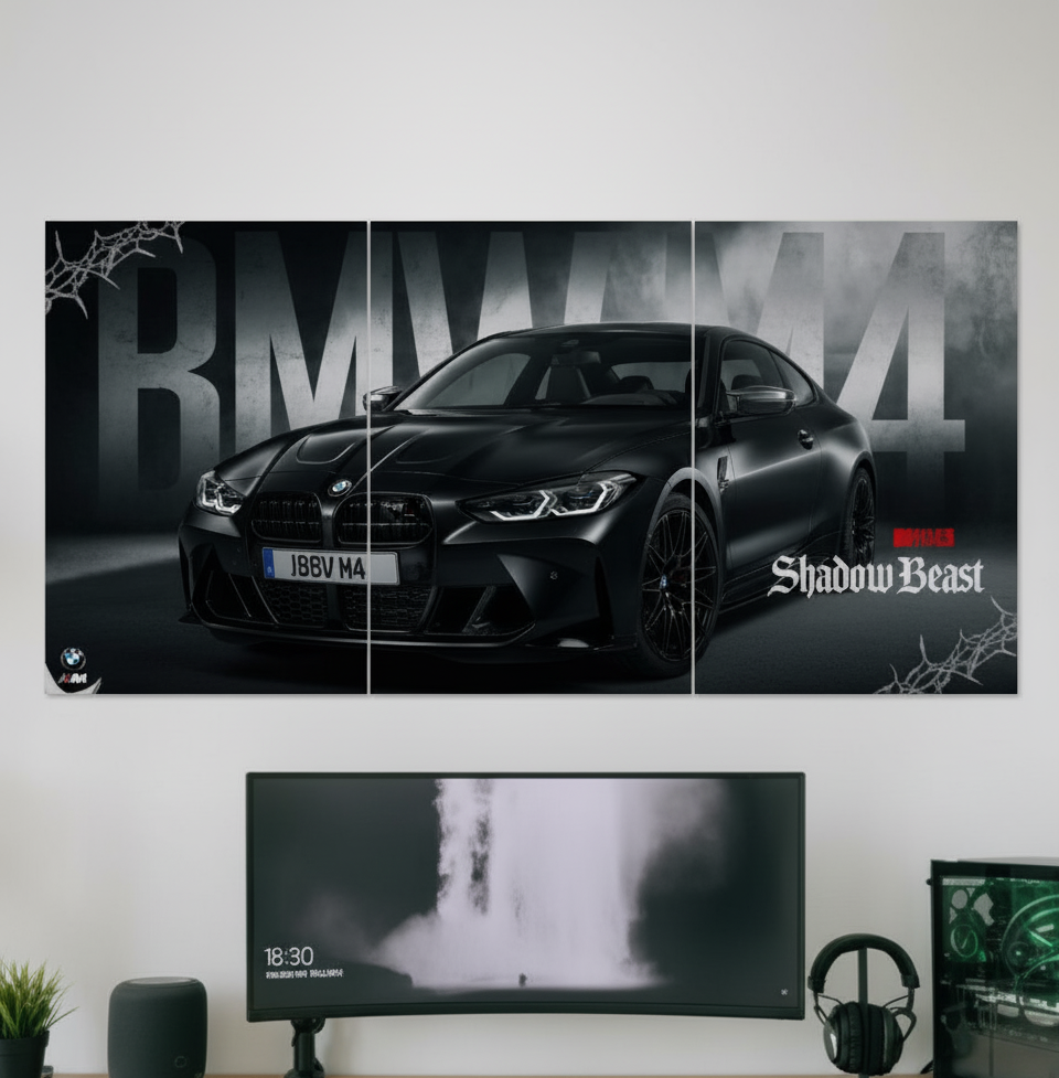 BMW M4 SHADOW BLACK l WALL SPLIT POSTER
